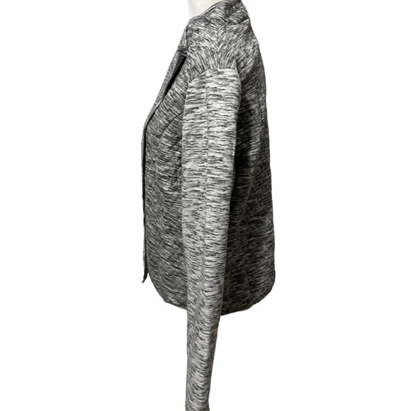 Anthropologie Sunday Quilted Knit Asymmetrical Black White Sweater Blazer L Boho - Picture 3 of 9